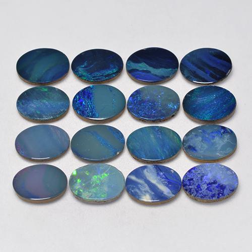 11,31 ct natürliche mehrfarbiger Opal-Dublette-Edelsteine, Oval Schliff, Lichtundurchlässig