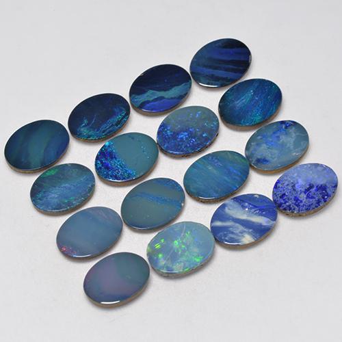 11,31 ct natürliche mehrfarbiger Opal-Dublette-Edelsteine, Oval Schliff, Lichtundurchlässig