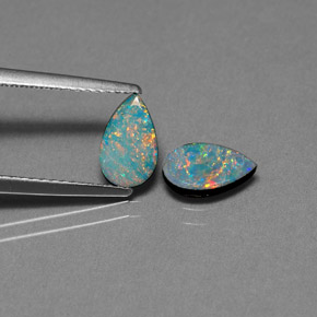  ct natürliche mehrfarbiger Opal-Dublette-Edelsteine, Birnenform, Lichtundurchlässig