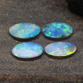 2,36 ct natürliche mehrfarbiger Opal-Dublette-Edelsteine, Oval Schliff, Lichtundurchlässig