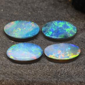 2,36 ct natürliche mehrfarbiger Opal-Dublette-Edelsteine, Oval Schliff, Lichtundurchlässig