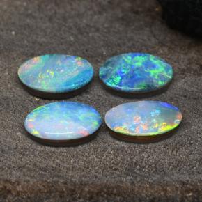 2,36 ct natürliche mehrfarbiger Opal-Dublette-Edelsteine, Oval Schliff, Lichtundurchlässig