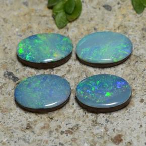 2,21 ct natürliche mehrfarbiger Opal-Dublette-Edelsteine, Oval Schliff, Lichtundurchlässig