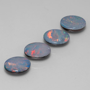 3,09 ct natürliche mehrfarbiger Opal-Dublette-Edelsteine, Oval Schliff, Lichtundurchlässig