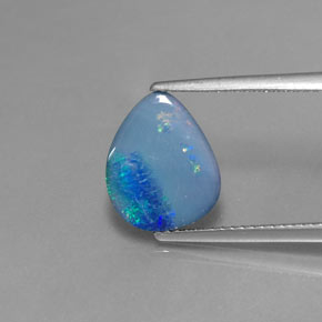 2,52 ctw natürlicher mehrfarbiger Opal-Dublette, Birnenform, Lichtundurchlässig