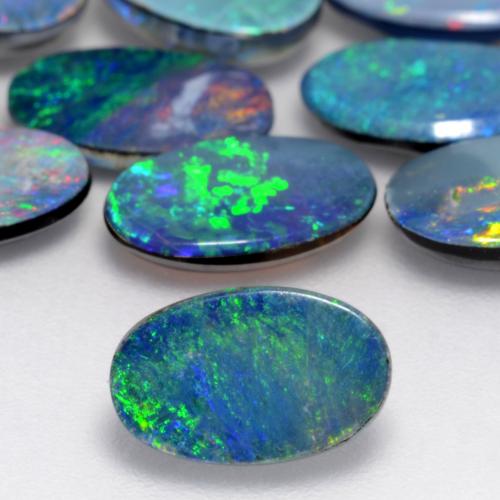 9,17 ctw natürlicher Mehrfarbig Opal-Dublette, Oval Schliff, Lichtundurchlässig
