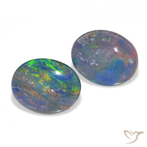 4.51 ct natürliche Mehrfarbig Opal-Triplett-Edelsteine, Oval, Lichtundurchlässig