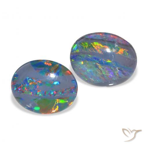 4.57 ct natürliche Mehrfarbig Opal-Triplett-Edelsteine, Oval, Lichtundurchlässig