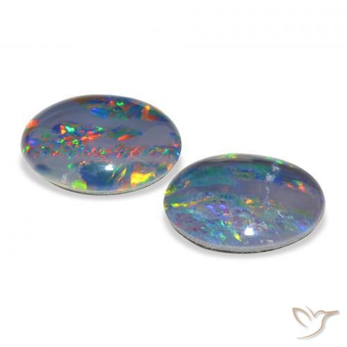 4.57 ct natürliche Mehrfarbig Opal-Triplett-Edelsteine, Oval, Lichtundurchlässig