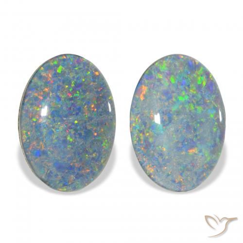 7.86ctw Mehrfarbig Opal-Triplett, Oval, Lichtundurchlässig