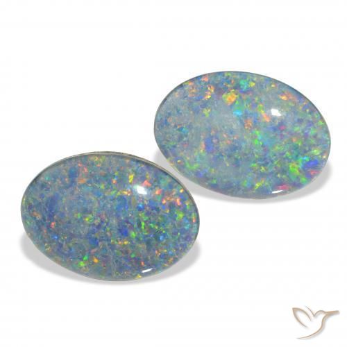 7.86 ct natürliche Mehrfarbig Opal-Triplett-Edelsteine, Oval, Lichtundurchlässig