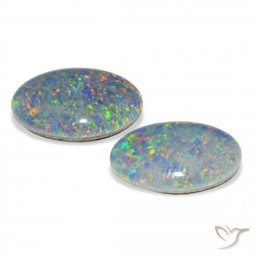 7.86 ct natürliche Mehrfarbig Opal-Triplett-Edelsteine, Oval, Lichtundurchlässig