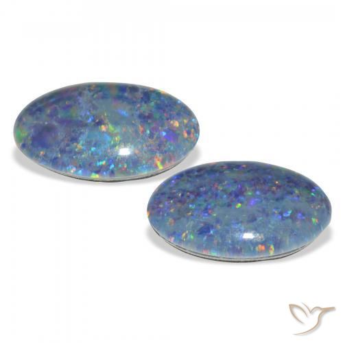 7.17 ct natürliche Mehrfarbig Opal-Triplett-Edelsteine, Oval, Lichtundurchlässig