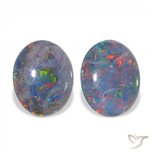 4.29 ct natürliche Mehrfarbig Opal-Triplett-Edelsteine, Oval, Lichtundurchlässig