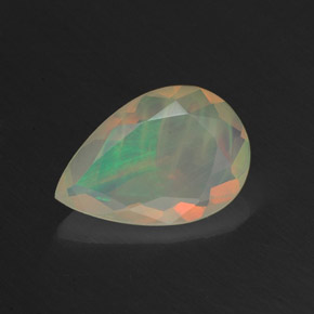 1,01 ctw natürlicher mehrfarbiger Opal, Birnenform, Transparent