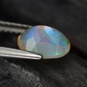0,88 ctw natürlicher mehrfarbiger Opal, Oval Schliff, Lichtdurchlässig