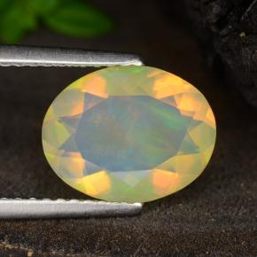 1,64 ctw natürlicher gelber Opal, Oval Schliff, Transparent