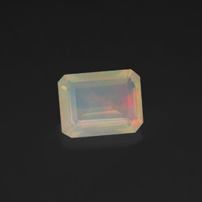 1,36 ctw natürlicher mehrfarbiger Opal, Smaragdschliff, Transparent