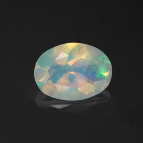 0,96 ctw natürlicher mehrfarbiger Opal, Oval Schliff, Transparent