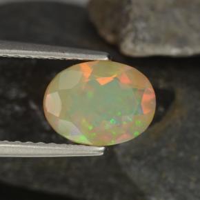 0,92 ctw natürlicher mehrfarbiger Opal, Oval Schliff, Transparent