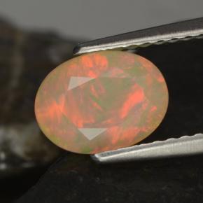 0,97 ctw natürlicher mehrfarbiger Opal, Oval Schliff, Lichtdurchlässig