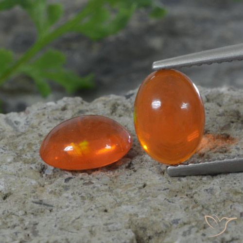 1.41ctw Natürlicher tiefrötlich-orange Opal, Oval, Transparent