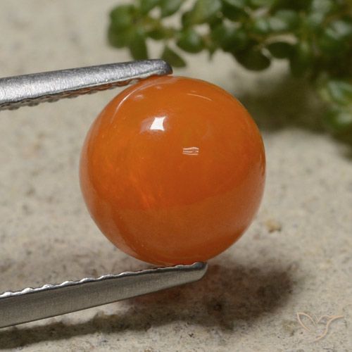 1.41ct Natürlicher Feuerorange Opal, Runden, Lichtdurchlässig