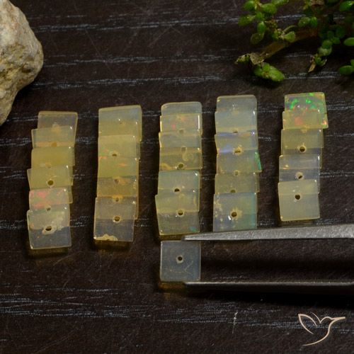 5.96ctw Natürlicher Mehrfarbig Opal, Quadrat, Transparent