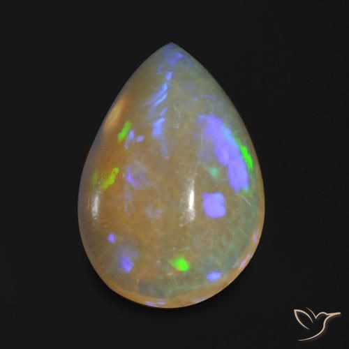 0.84ct Natürlicher Mehrfarbig Opal, Birnenform, Transparent, Photo A
