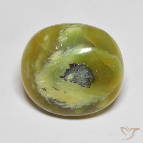 11.95ct Natürlicher gelblich-grün Opal, Oval, Lichtundurchlässig