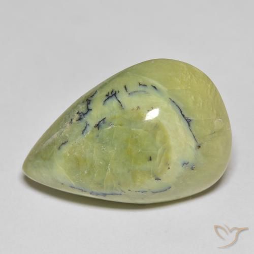 22.34ct Natürlicher gelblich-grün Opal, Birnenform, Lichtundurchlässig