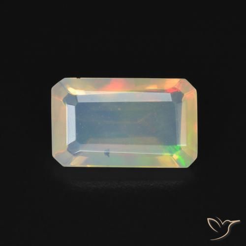 0.99ct Natürlicher Mehrfarbig Opal, Smaragdschliff, Transparent