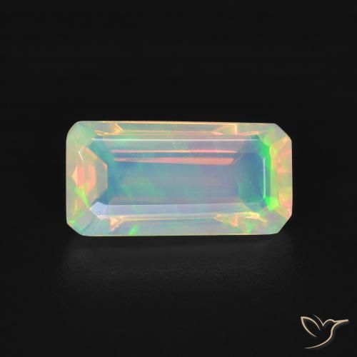 1.27ct Natürlicher Mehrfarbig Opal, Smaragdschliff, Transparent