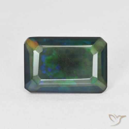 1.70ct Natürlicher Mehrfarbig Opal, Smaragdschliff, Lichtdurchlässig