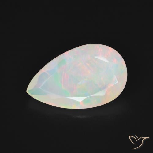 2.63ct Natürlicher Mehrfarbiges Weiß Opal, Birnenform, Lichtdurchlässig