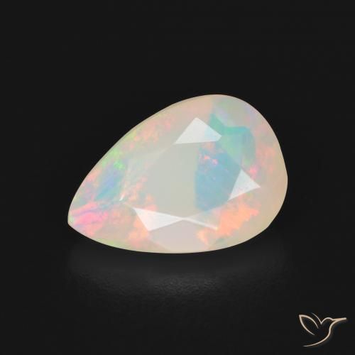 2.16ct Natürlicher Mehrfarbiges Weiß Opal, Birnenform, Transparent