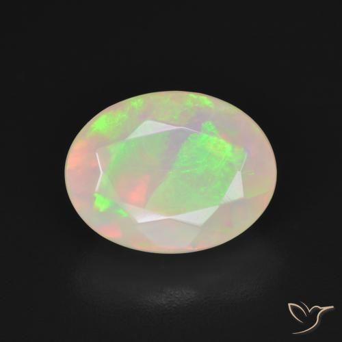 2.42ct Natürlicher Mehrfarbiges Weiß Opal, Oval, Lichtdurchlässig