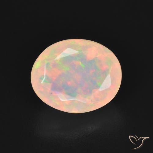 1.54ct Natürlicher Mehrfarbiges Weiß Opal, Oval, Transparent