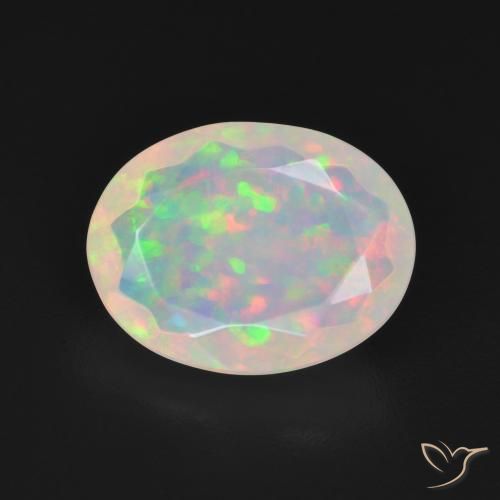 2.96ct Natürlicher Mehrfarbiges Weiß Opal, Oval, Transparent