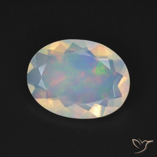 9,17 ctw natürlicher Mehrfarbiges Weiß Opal, Oval, Transparent