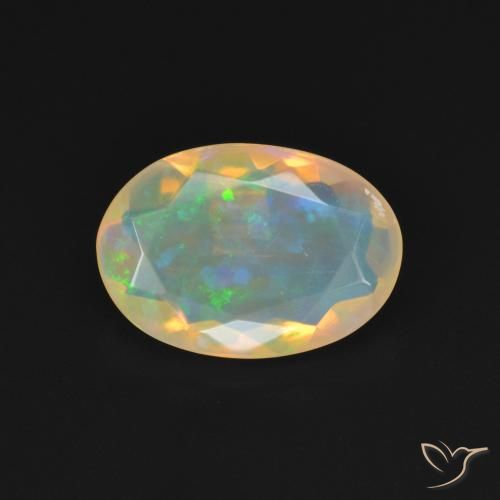 1.70ct Natürlicher Mehrfarbiges Weiß Opal, Oval, Transparent