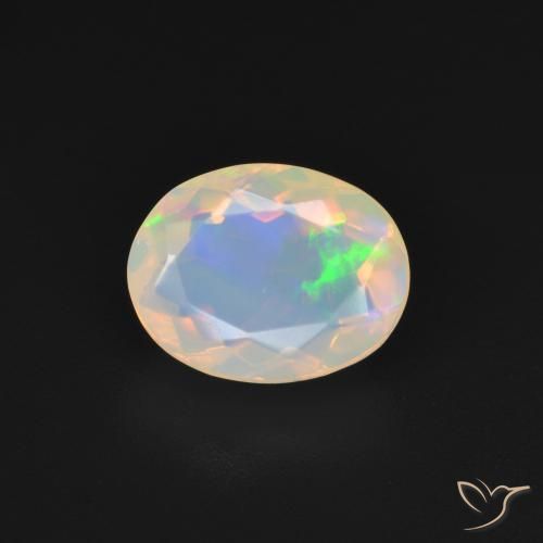 1.75ct Natürlicher Mehrfarbiges Weiß Opal, Oval, Transparent