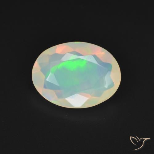 1.69ct Natürlicher Mehrfarbiges Weiß Opal, Oval, Transparent