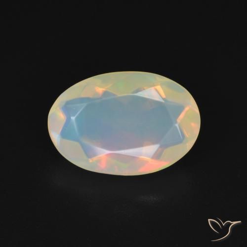 1.18ct Natürlicher Mehrfarbiges Weiß Opal, Oval, Transparent
