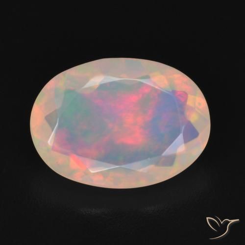 1.63ct Natürlicher Mehrfarbiges Weiß Opal, Oval, Transparent