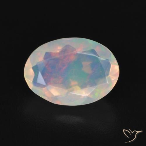 1.16ct Natürlicher Mehrfarbiges Weiß Opal, Oval, Transparent