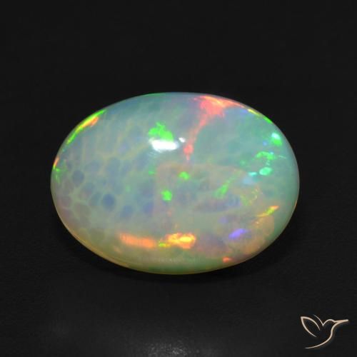 3.23ct Natürlicher Mehrfarbig Opal, Oval, Lichtdurchlässig, Photo A