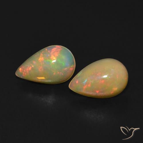 0.89ctw Natürlicher Mehrfarbig Opal, Birnenform, Transparent