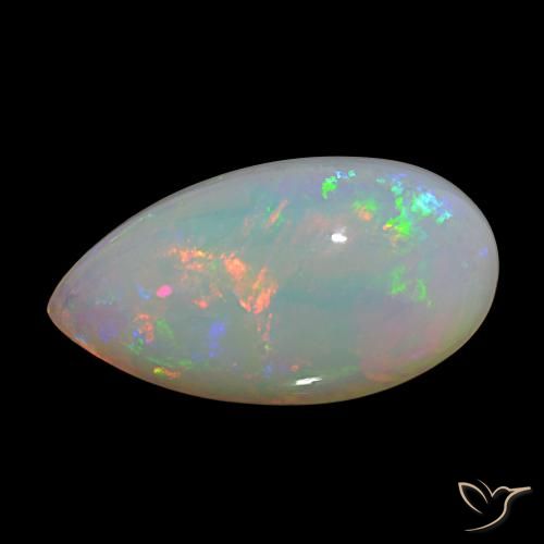 20.25ct Mehrfarbig Opal, Birnenform, Lichtundurchlässig