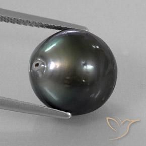 11.77ct Natürlicher Dunkelsilber Perle, Fantasie, Lichtundurchlässig, Photo A